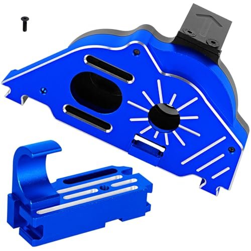 BRCatWPark Big RC Truck Tires Aluminum Motor Mount Gear Cover and Transmission Gearbox Set for 1/10 Big Rock Granite Senton 3S 1/8 Typhon Infraction 3S Mega550 Navy Blue