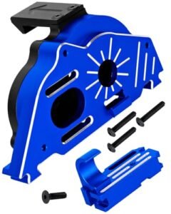 HopsupRC Velocity Wave RC Boat Transmission Gearbox Upgrade for 1/10 Big Rock 3s Blx Senton Granite 3S BLX Mega 550 1/8 Typhon 3S BLX Mega 550 Aluminum Motor Mount Gear Cover Box Navy Blue
