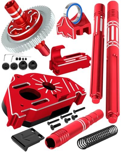 RCHuiWow RC Big Wheels Upgrade Kit Center Driveshafts Support Transmission Gearbox 0.8 Mod 58T Slipper Clutch with Shaft 20T 21T Pinions for 1/10 Big Rock Granite Senton 3S 550 1/8 Typhon 3S 550 Red