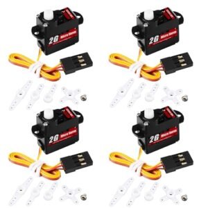 NEEBRC 2g Micro Servo Motor, Mini Servos Metal Gear Coreless Servo for Arduino Project, Rc Car Airplane Robot Helicopter Fixed-Wing Quadcopter Controls Car (4PCS)
