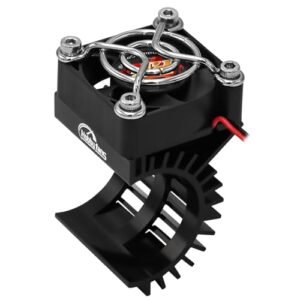 Hobby Fans RC Motor Heat Sink with 5V Cooling Fan Compatible with 1/18 RC Car Brushless Motors 370 380 390 2838 2858 2845 Size Black