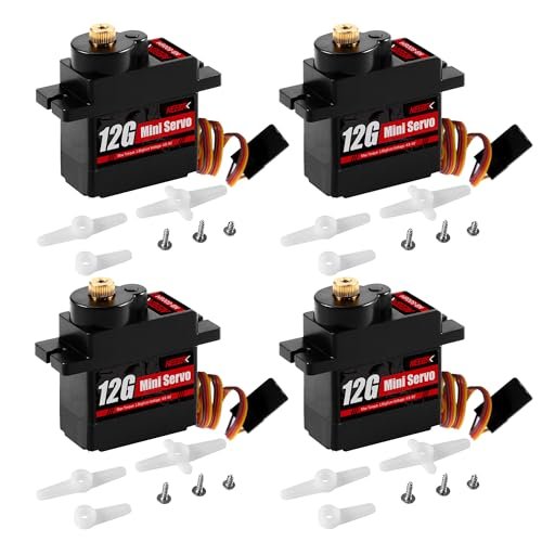 NEEBRC 4PCS 12g Micro Servo Motor Digital Servo RC Servo Metal Gear for Fiberglass RC Boat Hull Upgrade