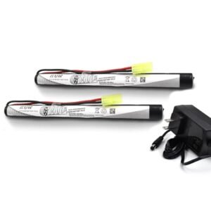 Fling King RC Tires ElxjarPower 2 Pack 8.4V NiMH Flat Airsoft Battery with Mini Tamiya Connector and Balance Charger