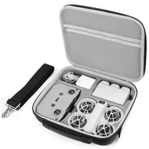 FPVtosky Neo Drone Leather Sectional RC Willey Travel Carrying Case with Shoulder Strap for DJI Neo Fly More Combo and RC N3 Controller