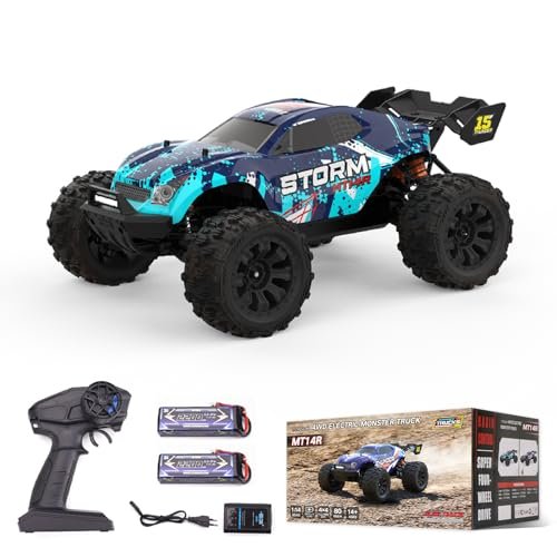 IMYHOO 1:14 Scale Two Wheeler RC Car with 3S 80km/h Speed 2.4 GHz Remote Control Includes Two Rechargeable Batteries and Tailplane Bracket Perfect for Adults and Teen Boys Gift MT14R Pale Blue