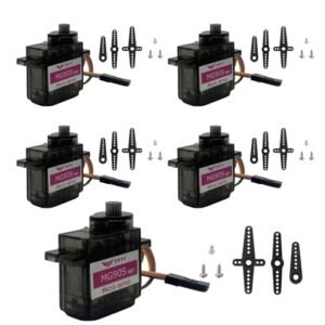 MG90S/SG90 9g Micro Servo Motor Kit, Metal Gear Small Servo for RC Car Robot Helicopter & Airplane Applications (5pcs mg90s)