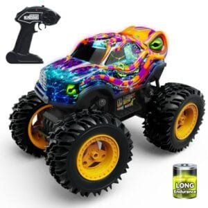 Opmind Octopus Monster Truck RC Car 1/5 Scale Rechargeable Remote Control Toy for Boys Age 4 8 with LED Lights
