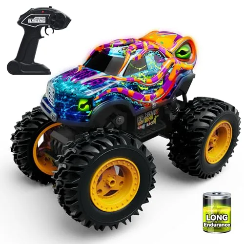 Opmind Octopus Monster Truck RC Car 1/5 Scale Rechargeable Remote Control Toy for Boys Age 4 8 with LED Lights