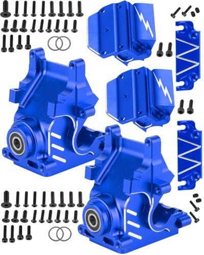 RCHuiWow Alloy RC Plane Box Transmission Case Upgrade for 1/8 1/7 Scale RC Cars Navy Blue