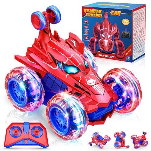 Yeriayha 8 Wheel RC Stunt Car Fast Remote Control Toy for Boys Ages 3 4 5 6 7 8 9 10 with LED Lights Durable ABS Body for Kids Birthday Christmas Gift