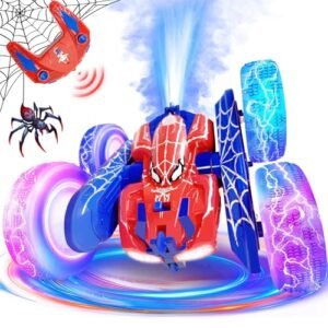 Spider Remote Control Car with RC Outrigger Plans Free 2.4Ghz 360° Rotating 4WD Stunt RC Toy for Kids Red