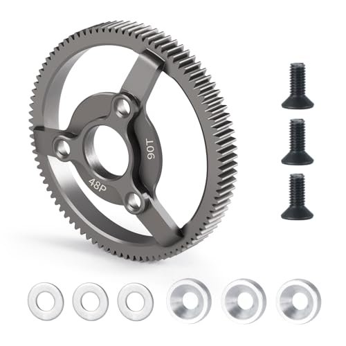 BRKRC Metal Spur Gear 48P 90T Transmission Gears for 1/10 Traxxas Slash 2wd Rustler Stampede Telluride Drag Slash Bandit RC Car Drag Racing Parts