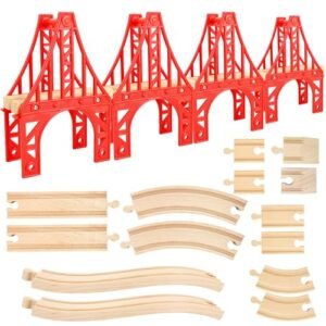 18 Pcs Wooden Train Suspension Bridges Track Set Compatible with RC Buggy Suspension All Major Brands