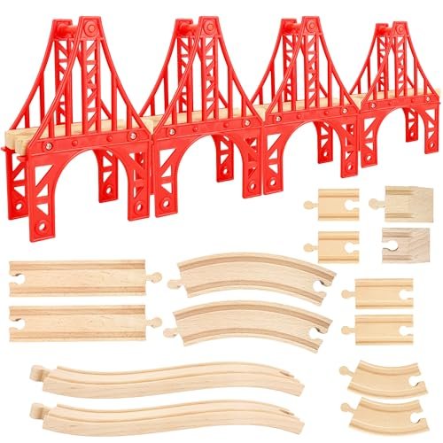 18 Pcs Wooden Train Suspension Bridges Track Set Compatible with RC Buggy Suspension All Major Brands