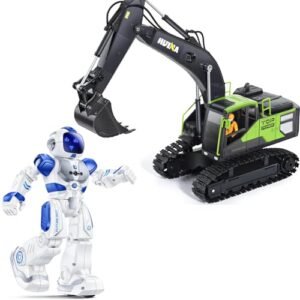 Ruko 6088 Blue Robot Toy Remote Control Excavator with 4 Control Methods and 200 Editable Program Bar