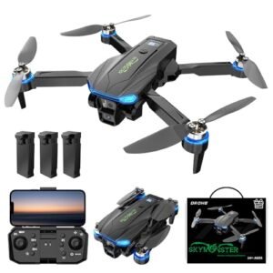 SKYMONSTER RC Drone with RC Burger Menu Feature Drones With Camera For Adults 1080P HD Camera 3PC Batteries Brushless Motor FPV Foldable RC Quadcopter