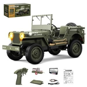 1 12 Scale RC Crawler Bodies Willys Military Jeep Remote Control Truck with Rechargeable Battery and Winch System 2 4Ghz 4x4 Off Road Crawler Vehicle for Boys and Adults