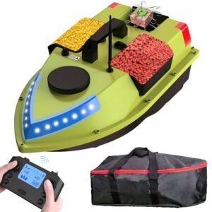 CRESEAPRODUCTS Smart Fishing Bait Boat with 3 Bait Trays, GPS Auto Pilot, 2.4G RC Remote Control, Long Range 500m, Anti-Lost Auto Return, Durable ABS Material, Rechargeable Battery, Night Lights