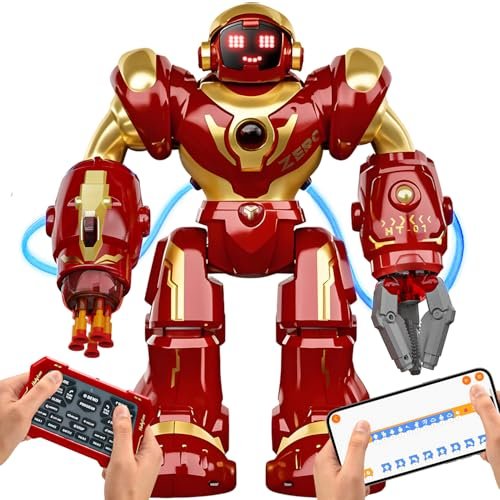 Holyton 5088 Smart Robots for Kids with RC Radial Engine 9 Cylinder Large STEM Programmable RC Robot Voice Control APP Control LED Eyes Ideal Gift for 4 5 6 7 8 9 Years Old Boys and Girls