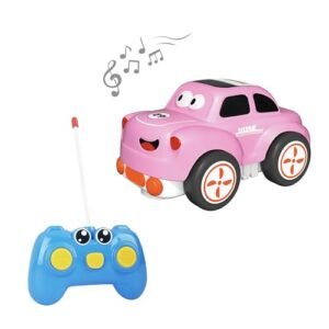 FunJoy Remote Control Car for Toddlers 18M+ Safe Durable Cartoon Silicone RC Car Are RC Cars Illegal Toys with LED Light Music Christmas Birthday Gift for Kids