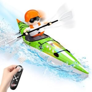 Cheerwing RC Racing Boat 2.4 Ghz Remote Control Kayak Toy with LED Lights for Kids Outdoor Water Play Ages 6 12
