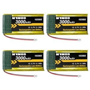 MVMOD 3.7V 3000mAh Lithium Rechargeable Battery 4 Pack for Arduino ESP32 Development Board