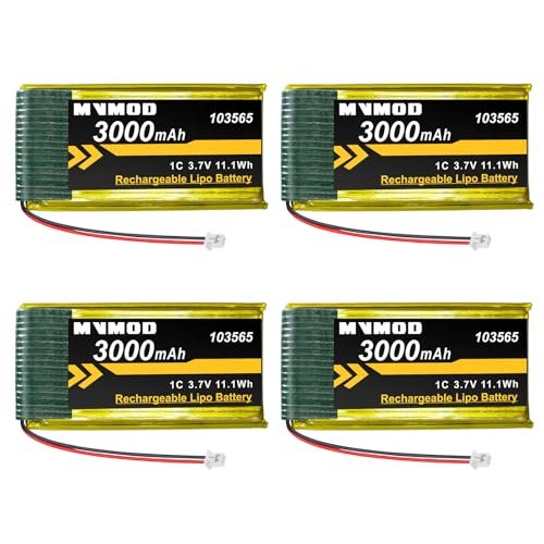 MVMOD 3.7V 3000mAh Lithium Rechargeable Battery 4 Pack for Arduino ESP32 Development Board