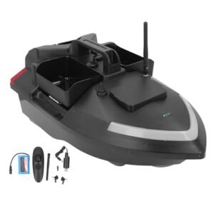 RC Fishing Bait Boat, Dual Motor RC Fishing Bait Boat with 2Kg Load Front and Rear 2 Color Searchlight, Triple Propellers, Anti Dehooking Design for River