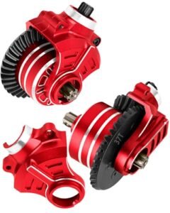 HopsupRC 1/10 Crown Victoria RC Body Steel 37T 13T Upgrades Differential Case for Senton Bigrock Granite Vorteks 3S BLX Kraton Outcast 4S BLX Infraction Typhon Vendetta 3S BLX Transmission Set Diff Gear Red 2PCS