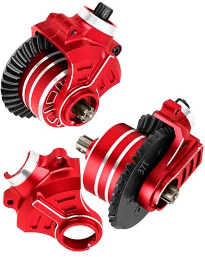 HopsupRC 1/10 Crown Victoria RC Body Steel 37T 13T Upgrades Differential Case for Senton Bigrock Granite Vorteks 3S BLX Kraton Outcast 4S BLX Infraction Typhon Vendetta 3S BLX Transmission Set Diff Gear Red 2PCS