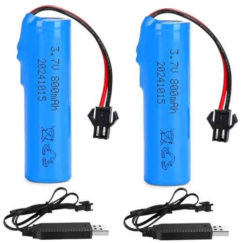 HaiNXC 2 Pack DC 3.7V 800mAh Li ion Rechargeable Battery for Double E 578 RC Bulldozer Toy Car and Other RC Vehicles