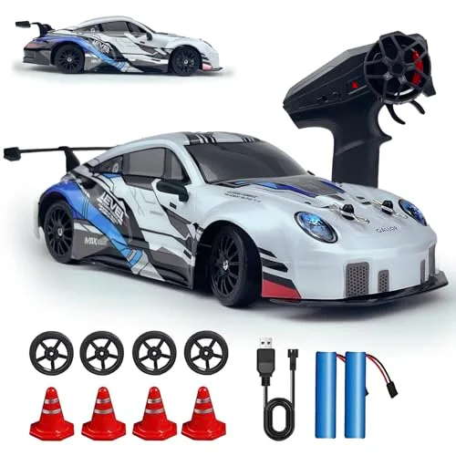 HTURCCOP RC Drift Car 2.4GHz 1/24 Scale 4WD High Speed Remote Control Vehicle with LED Lights and Drift Tires for Adults Kids