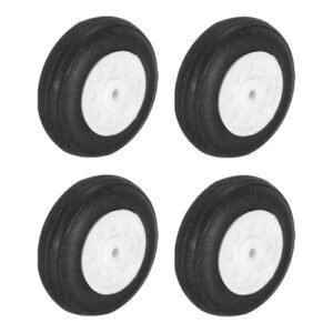MECCANIXITY 4 Pcs RC Airplane Wheels, 1 Inch OD RC Plane Parts Wheels Model Airplane Light PU Sponge Tire Tail Foam Wheel for DIY RC Model Plane Aircraft