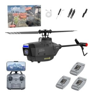 YOMTDIY C127AI CX Helicopter RC with 1080P Camera 2.4G 4CH Remote Control Military Scout Drone for Beginners Adults Boys 3 Battery