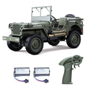 Dodoore RC Military Truck, 1:10 Scale Remote Control Car, 2.4GHz 4WD Off Road RC Rock Crawler, All Terrain Army Climbing Vehicle with LED Lights and 3 Batteries for Kids and Adults