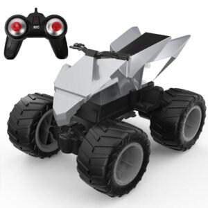 KidsFaves 1:14 Scale RC Car and Trailer All Terrain Remote Control Cybertruck Motorcycle for Boys and Girls Age 3+