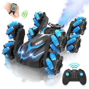 Eulogia RC Crawler Tires and Wheels 8 Mecanum Wheeled Stunt Car with Gesture Sensor and Spray Function