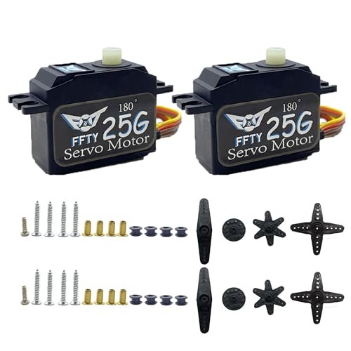 HobbyPower 2PCS 25G Micro Digital Servo Motor High Torque for Jet Sprint Boat RC Cars Robots and Airplanes