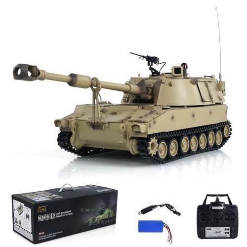 Wheelfun 1 16 Tongde RC Tank M109A2 with RC Jet Smoke System RTR Infrared Battle LED Light Sound Basic Edition Desert Yellow