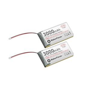 MakerFocus 2pcs 3.7V 3000mAh Lithium Battery for RC Planes with Protection Board and Micro JST 1.25 Plug