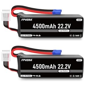 FPVERA 6S Lipo Battery 4500mAh 22.2V 100C with EC5 Connector for the Biggest RC Truck You Can Buy 2PCS