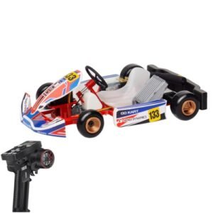 ConGamefun RC Kart, 1/32 Scale 2.4G Full Proportional Electric Mini Go-Kart Assembly Model with Remote Control and Battery, DIY RC Model Car for Adults and Teens (RTR Version/Black)