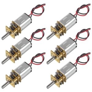 Castle RC Car Motors 6Pcs DC 3V to 6V N20 Mini Micro Metal Gear Motor with Gearwheel 60RPM Slow Speed Full Metal Gearbox Reduction Motor for DIY RC Toys Robot Smart Car