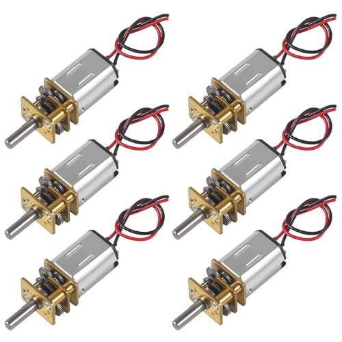 Castle RC Car Motors 6Pcs DC 3V to 6V N20 Mini Micro Metal Gear Motor with Gearwheel 60RPM Slow Speed Full Metal Gearbox Reduction Motor for DIY RC Toys Robot Smart Car
