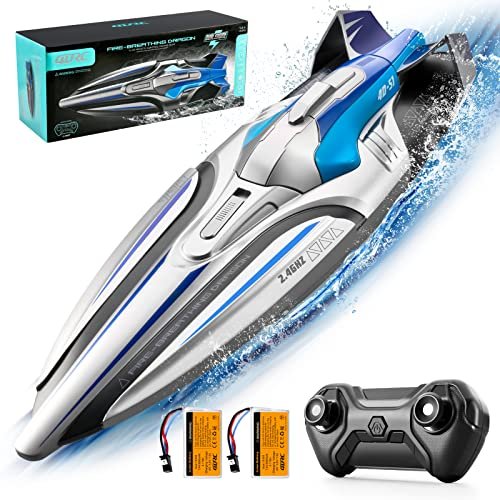 4DRC Fast Gas RC Boat Racing for Pools and Lakes S1 Remote Control Boat with LED Lights 2.4GHz High Speed RC Racing Boats for Adults and Kids