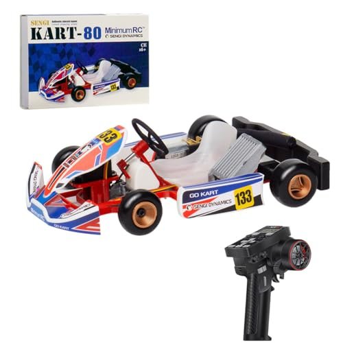 YounggDiy Kart 80 1 32 Scale 2 4G Mini RC Kart Assembly Model Kit with Remote Control and Two Battery DIY Remote Control Hobby Sports Car Toys Gifts