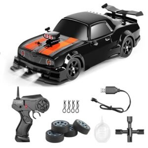JAOPINK Drifty Boyz Vapor Drift Rc Car with RC Powerboat Plans 1:24 Mini Drift Car Spray Function Black