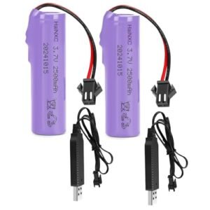 2 Pack 3.7V 2500mAh Li ion Rechargeable Battery for RC Trucks in Deep Water Remote Control Cars and Solar Lights