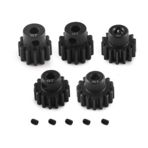 SRC RC Wheels Compatible Black Metal Gear Set 1/8 Inch Hole 0.8 Metric Pitch 3.175mm Shaft 12T to 16T with Grub Screws for 1/10 Scale RC Cars