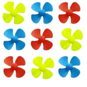 T01 RC Boat 30PCS Motor Propellers 2mm Shaft 4 Blades 50mm Fan Shape Propellers for DIY Model Toy Parts in Yellow Blue Red